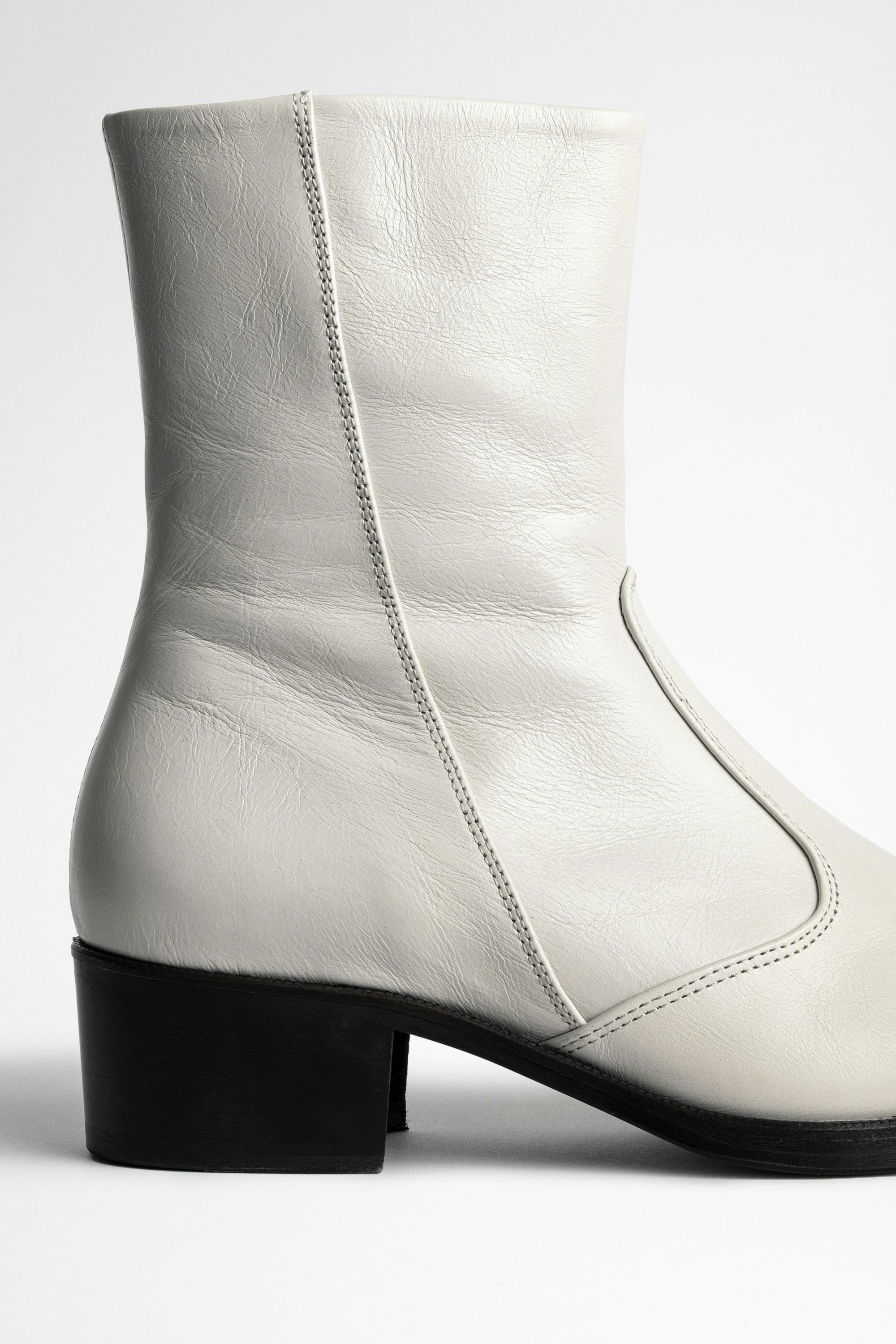Bottines Preiser - Bottines blanches en cuir femme style vintage